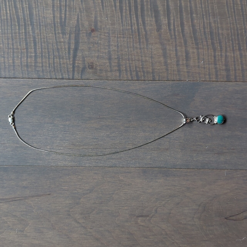 Sterling Silver and Turquoise Pendant - Picture 2 of 6